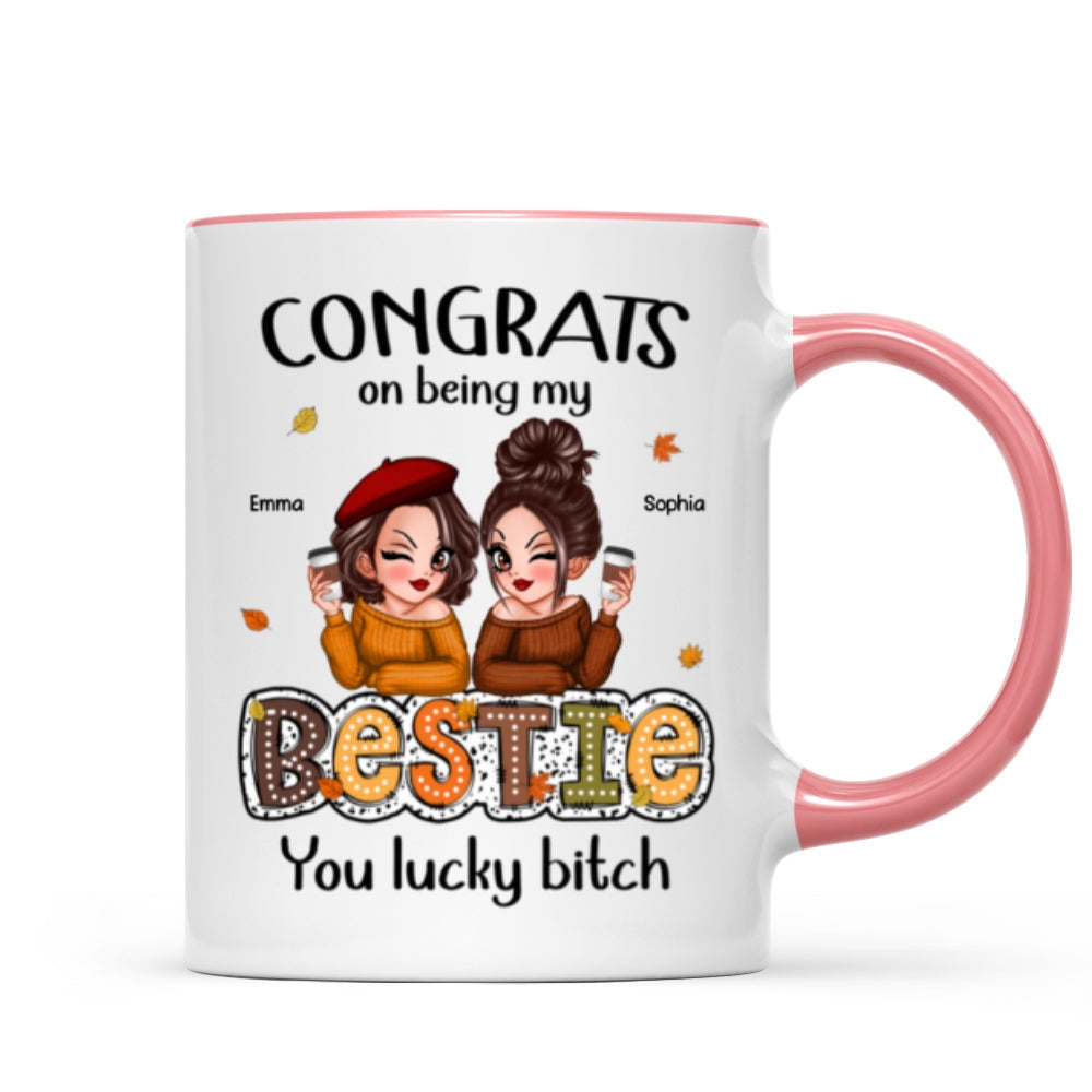 Congrats On Being My Besties Fall Season Gift, Personalized Mug