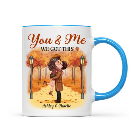 Couple Hugging Kissing In Fall Park Personalized Mug