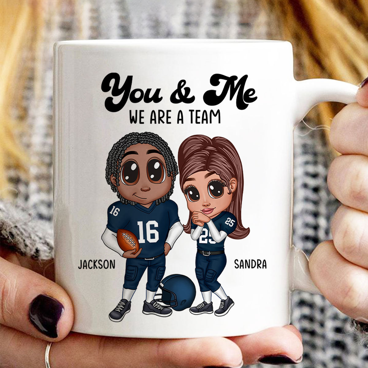 Personalized Y2K Football Couple Mug, Gift for Couples