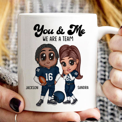 Personalized Y2K Football Couple Mug, Gift for Couples