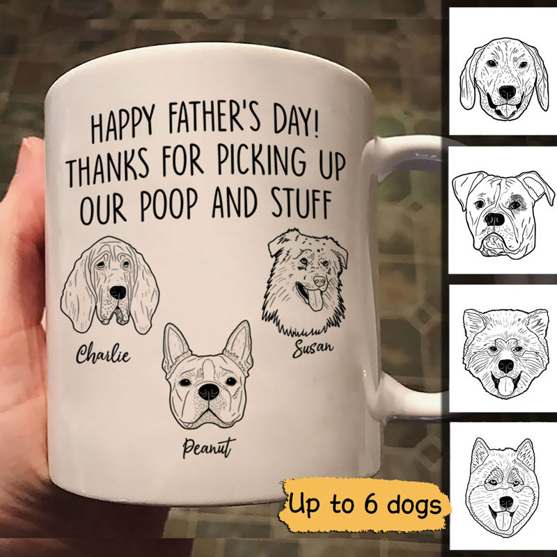 Simple Dog Head Outline Happy Father's Day Dog Dad Gift Personalized Mug