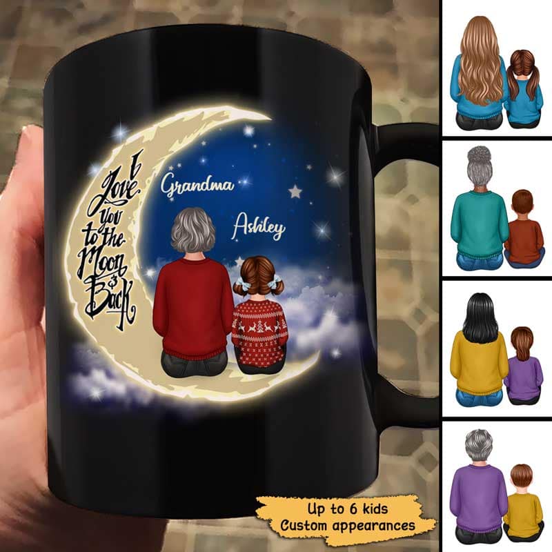 Grandma Grandkid On Moon Personalized Mug