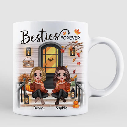 Fall Season Best Friends Sisters Front Porch - Personalized Mug
