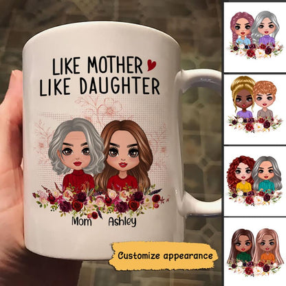 Like Mother Like Daughter Doll Floral Personalized Mug