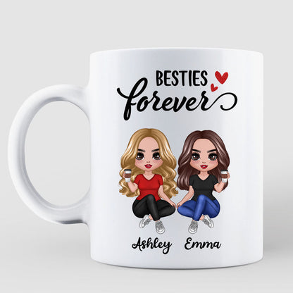 Besties Best Friends Forever Doll Women Sitting Personalized Mug
