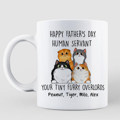 Happy Father's Day Human Servant Gift For Cat Dad Personalized Mug