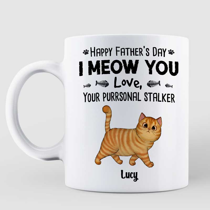 Walking Fluffy Cats Purrsonal Stakers Happy Father's Day Cat Dad Personalized Mug