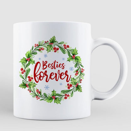 Christmas Wreath Pretty Besties Personalized Mug