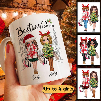 Best Friends Sisters Christmas Tree Personalized Mug