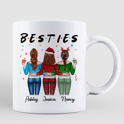 Besties Sisters Friends Back View Christmas Personalized Mug
