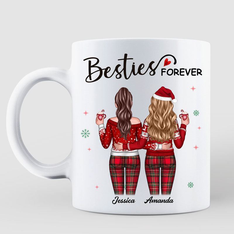 Christmas Standing Besties Back View Personalized Mug