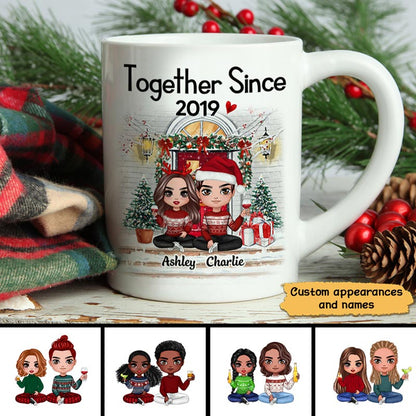 Doll Couple Together Since Front Porch Christmas Personalized Mug