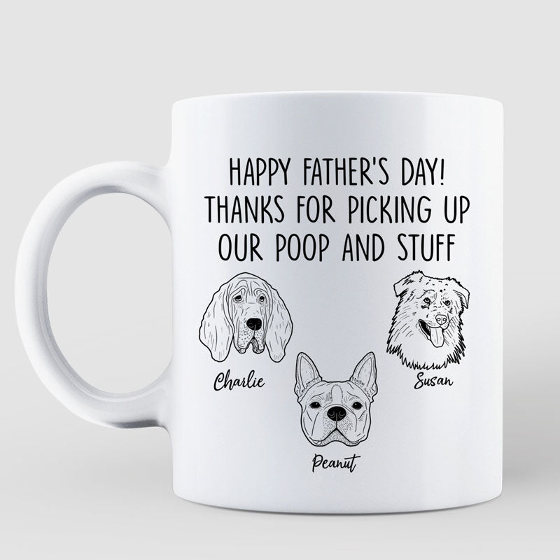 Simple Dog Head Outline Happy Father's Day Dog Dad Gift Personalized Mug