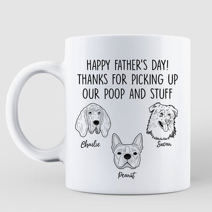 Simple Dog Head Outline Happy Father's Day Dog Dad Gift Personalized Mug