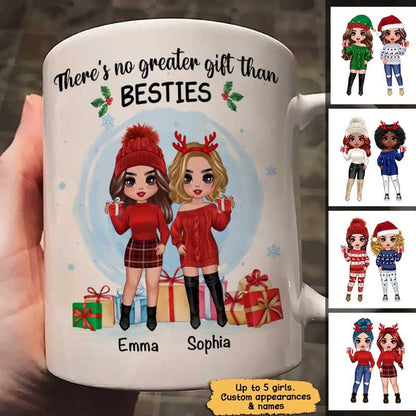 Christmas Doll Besties Standing No Greater Gift Than Besties Personalized Mug