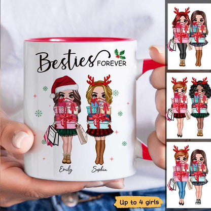 Christmas Best Friends Sisters Shopping Girls Personalized Mug