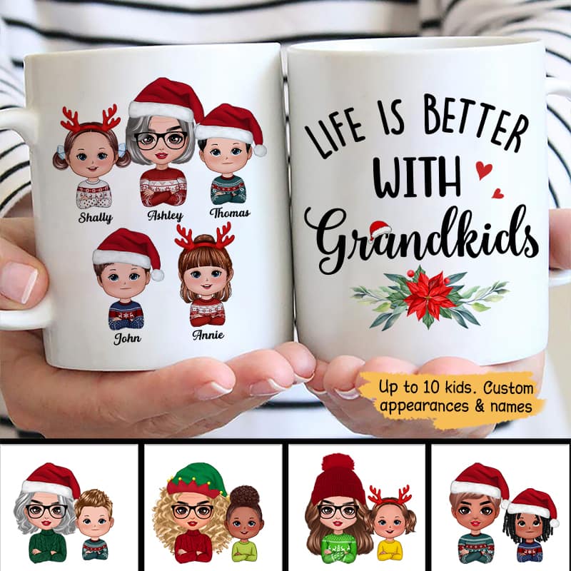 Life Is Better With Grandkids Christmas Gift For Grandma Personalized Mug