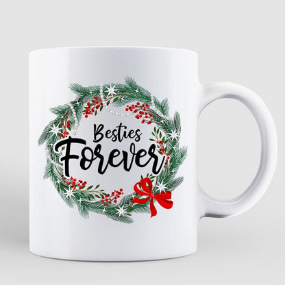 Christmas Wreath Doll Besties Standing Personalized Mug