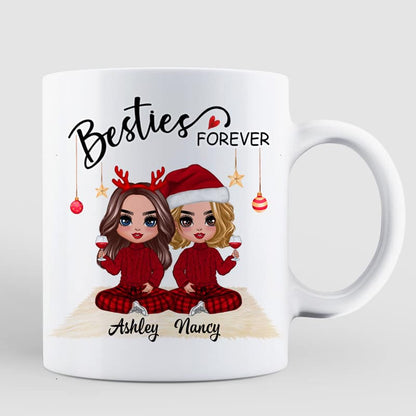 Doll Besties Christmas Checkered Pants Personalized Mug