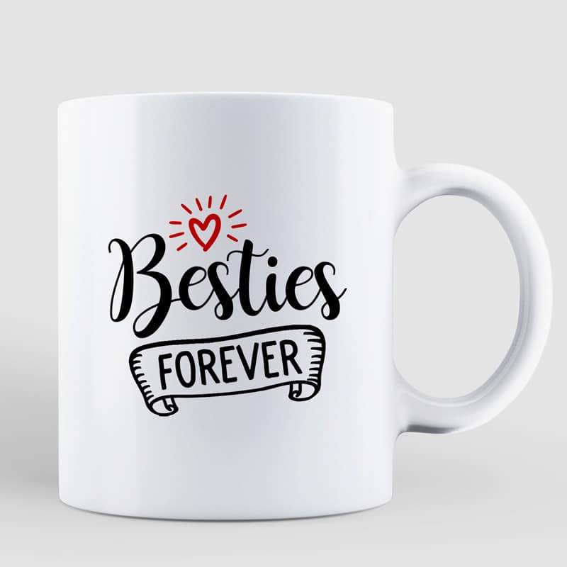 Besties Sisters Forever Christmas Besties Standing Back View Personalized Mug