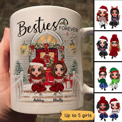 Christmas Best Friends Sisters Front Porch Personalized Mug