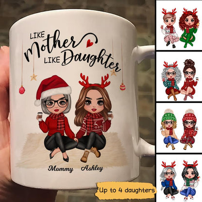 Christmas Doll Women Sitting Mother And Daughters Personalized Mug