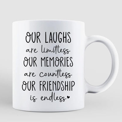 Our Friendship Is Endless Besties Back View Christmas Personalized Mug