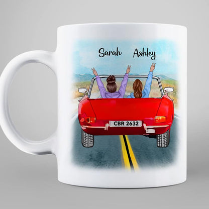 Besties Sitting In Car On Road Personalized Mug
