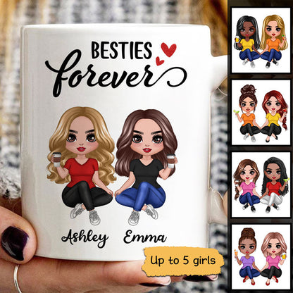 Besties Best Friends Forever Doll Women Sitting Personalized Mug