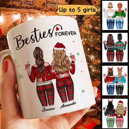 Christmas Standing Besties Back View Personalized Mug