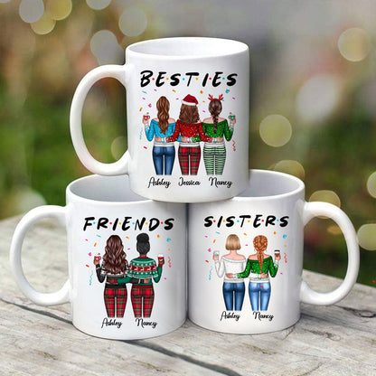 Besties Sisters Friends Back View Christmas Personalized Mug