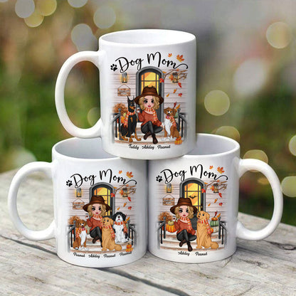 Doll Dog Mom Fall Season Front Porch Personalized Mug