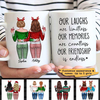 Our Friendship Is Endless Besties Back View Christmas Personalized Mug