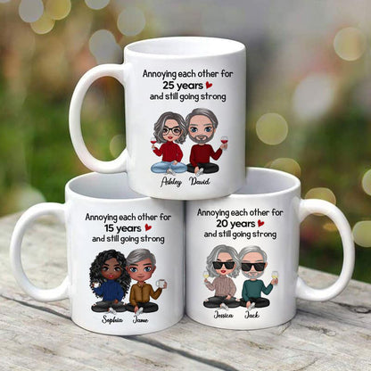 Doll Couple Sitting Annoying Each Other Gift Personalized Mug