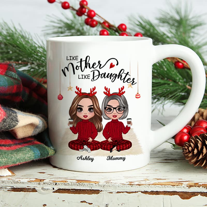 Christmas Doll Mother And Daughters Personalized Mug