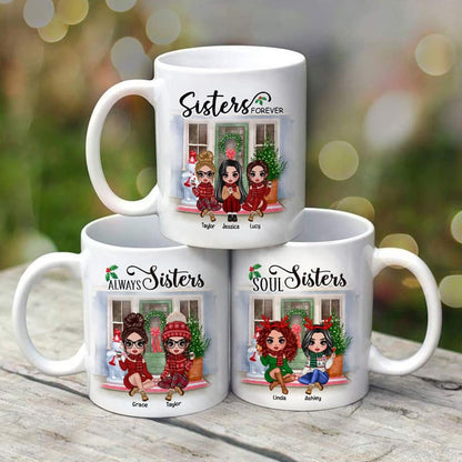 Doll Best Friends Sisters Christmas Front Door Personalized Mug