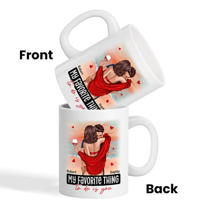 Couple Standing Kissing At Beach Personalized Mug