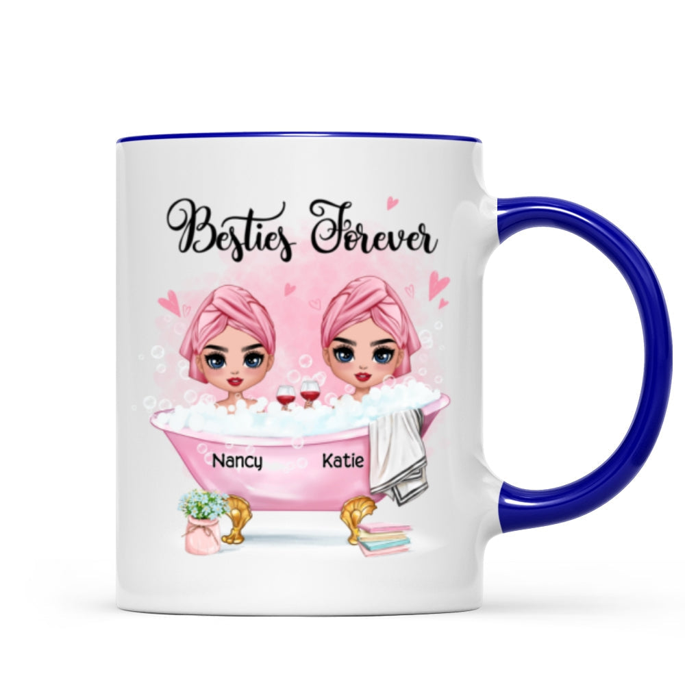 Doll Besties Sisters In The Bathtub Personalized Mug
