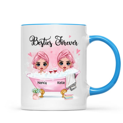 Doll Besties Sisters In The Bathtub Personalized Mug