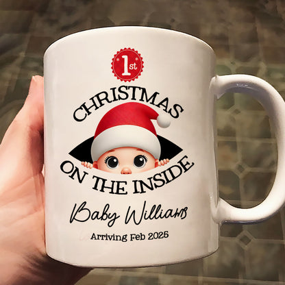 Personalized Baby's First Christmas On the Inside Mug, Custom Pregnancy Reveal Mug, Expecting Parents