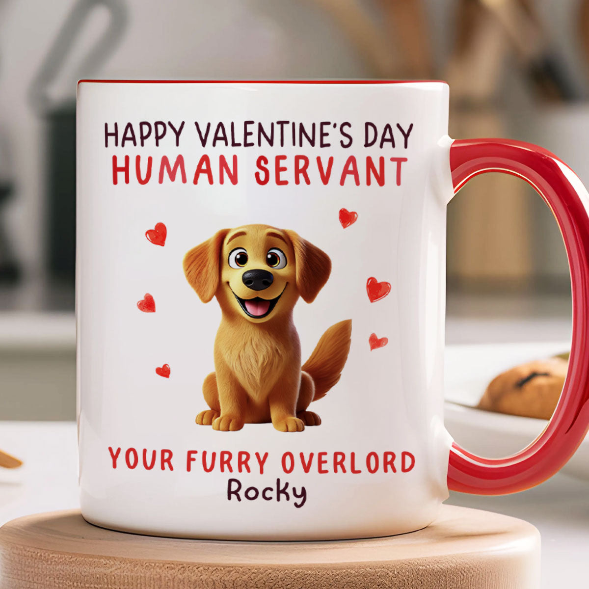 Funny Cartoon Dogs Happy Dog Human Servant Personalized Mug, Funny Gift For Dog Lovers