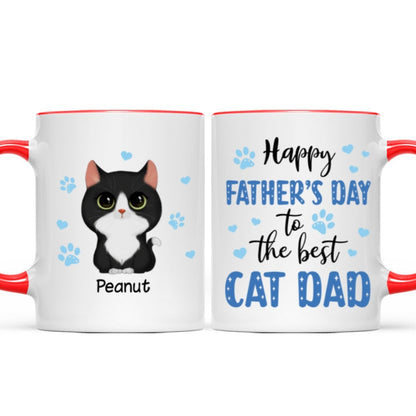 Blue Hearts Happy Father's Day To The Best Cat Dad Watercolor Cute Cats Personalized Mug