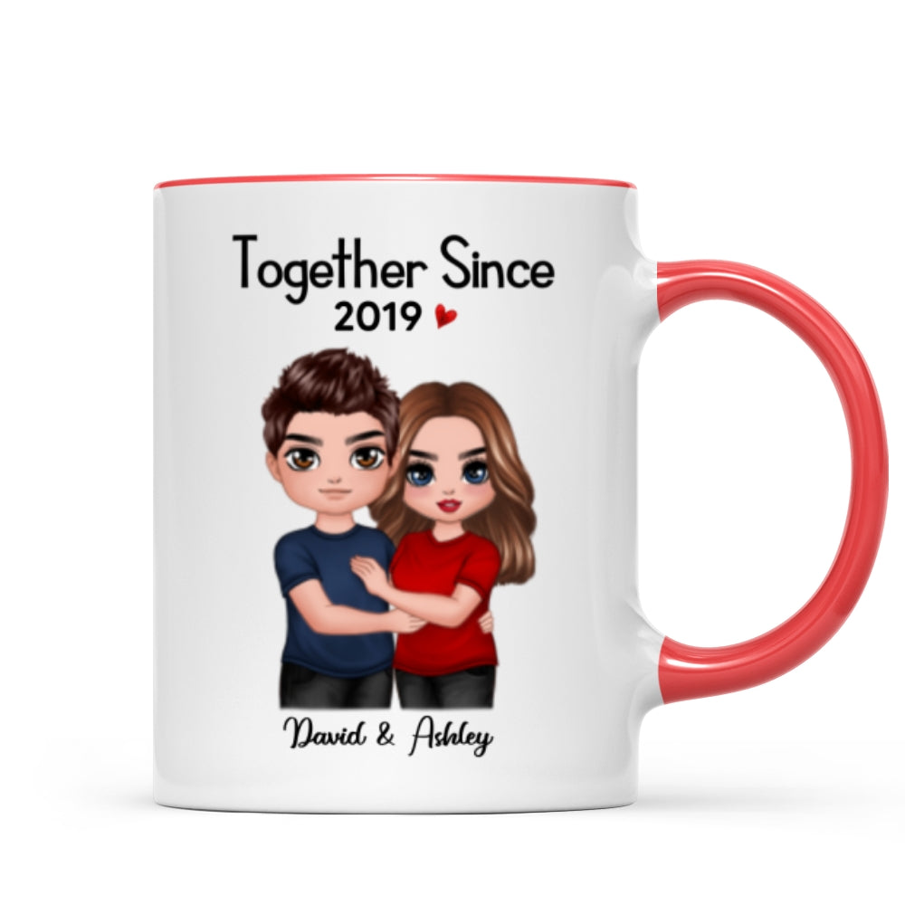 Standing Embracing Doll Couple Valentine's Anniversary Gift For Him Gift For Her Personalized Mug