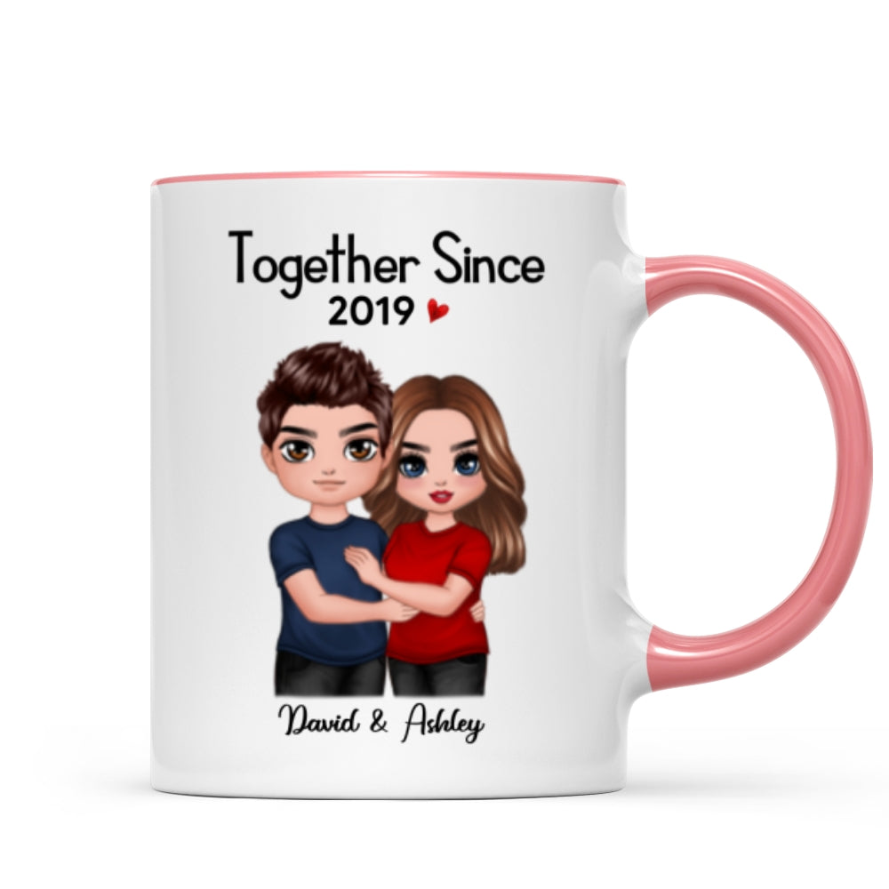 Standing Embracing Doll Couple Valentine's Anniversary Gift For Him Gift For Her Personalized Mug