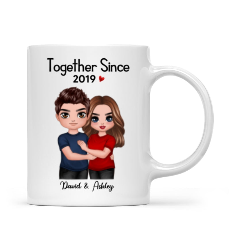 Standing Embracing Doll Couple Valentine's Anniversary Gift For Him Gift For Her Personalized Mug