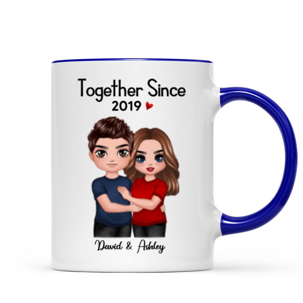Standing Embracing Doll Couple Valentine's Anniversary Gift For Him Gift For Her Personalized Mug