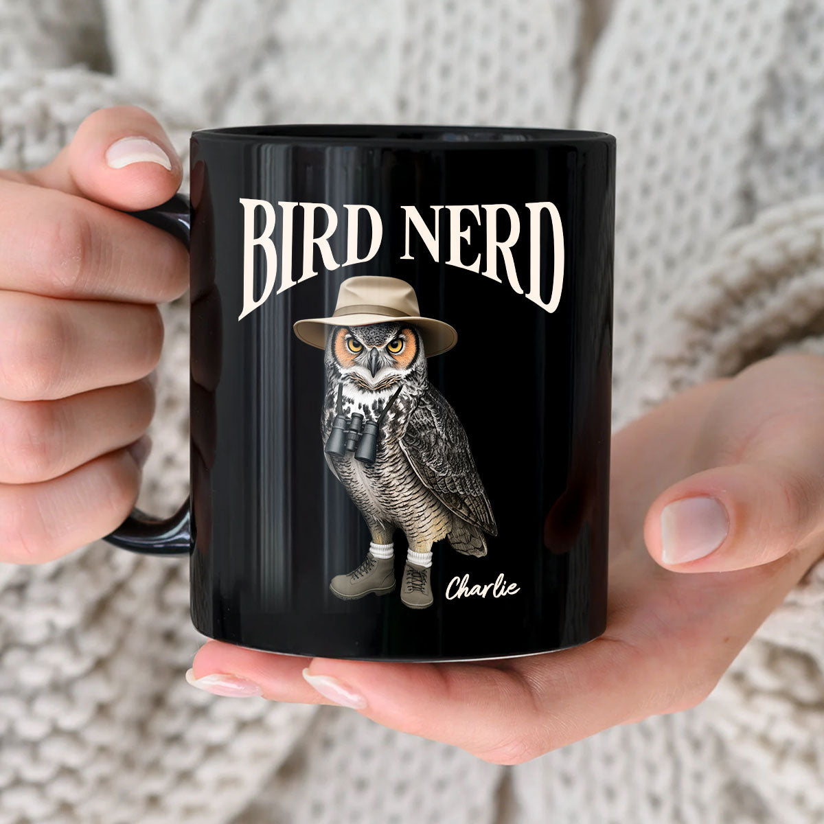 Bird Nerd Funny Bird Watcher, Bird Twitcher Gift for Bird Lover Personalized Black Mug
