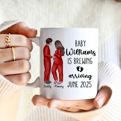 Baby Is Brewing Pregnancy Couple Personalized Mug Expecting Mom Gift, Expecting Parents Gift, Gift