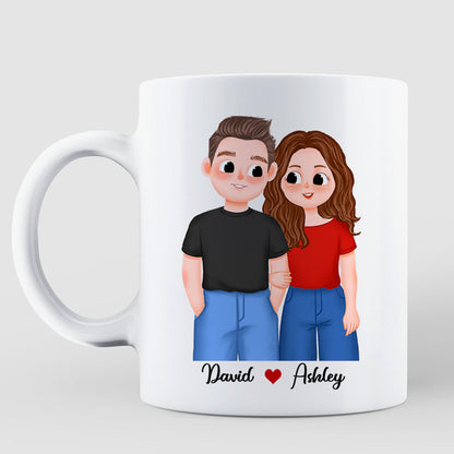 Cute Illustration Couple Calendar Anniversary Date Gift For Him For Her Personalized Mug