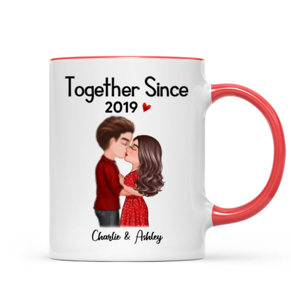 Doll Couple Kissing Anniversary Gift For Him Gift For Her Personalized Mug